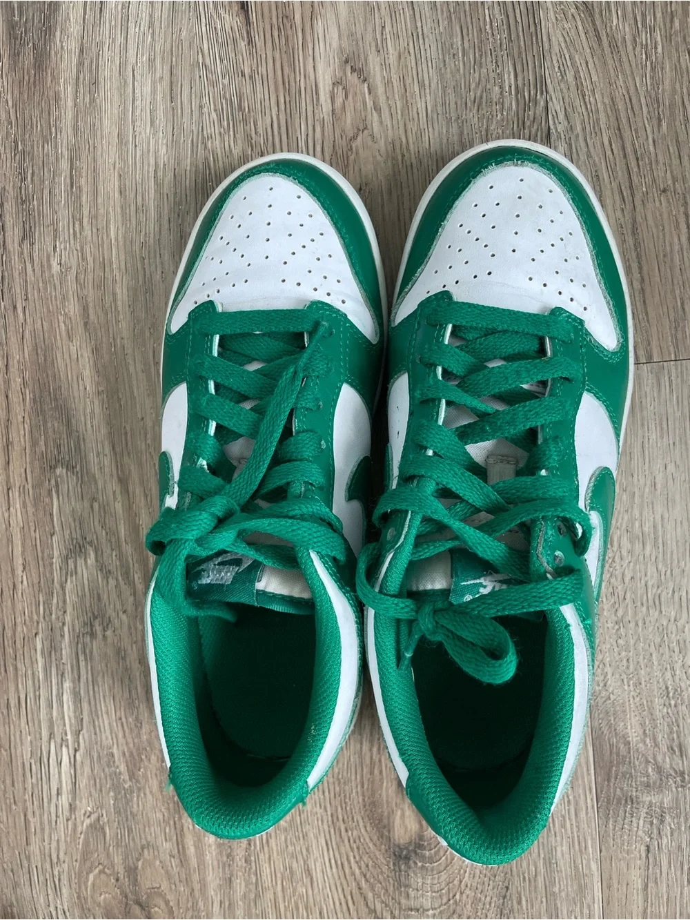 Women Size 7 Nike Dunk Low White Malachite Green Shoes 5.5Y